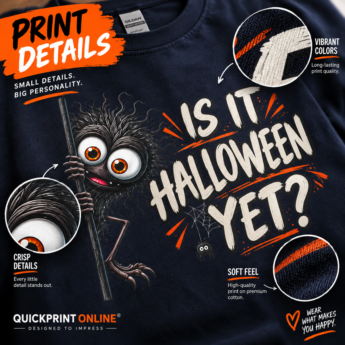 Is It Halloween Yet Shirt | Funny Spooky Creature Tee | Front and Back Halloween Design