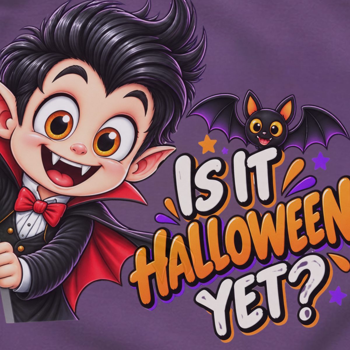 Is It Halloween Yet Kids Shirt | Cute Vampire Halloween Tee | Trick or Treat Shirt | Boys Halloween T-Shirt