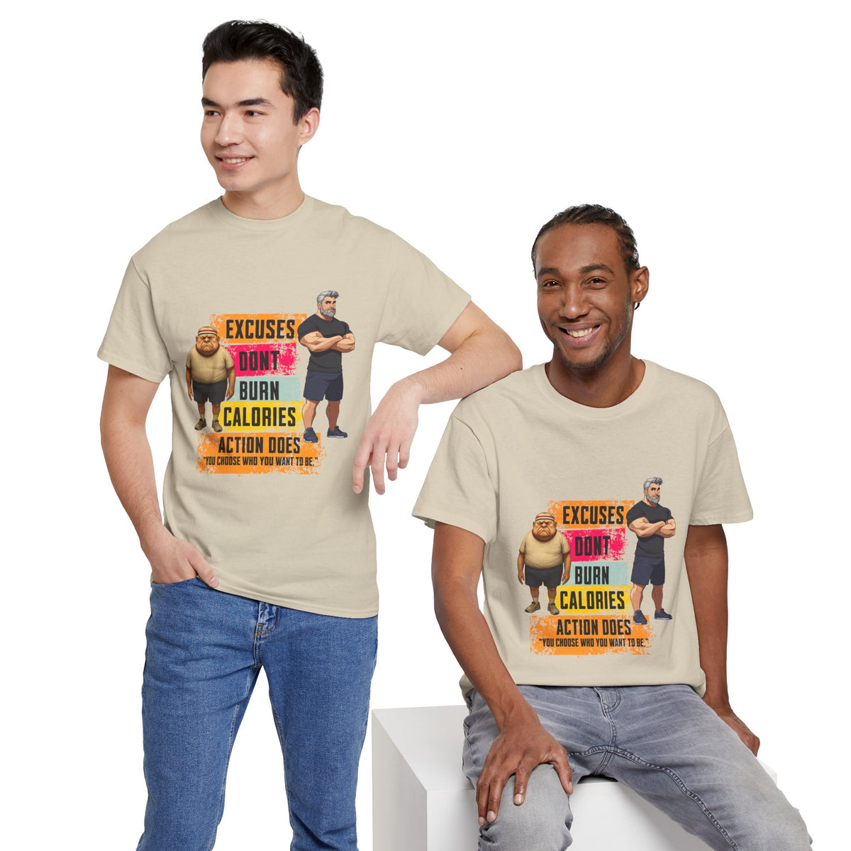 Excuses Don’t Burn Calories T-Shirt – Funny Fitness Tee – Motivational Gym Shirt for Men – Workout Gift Idea