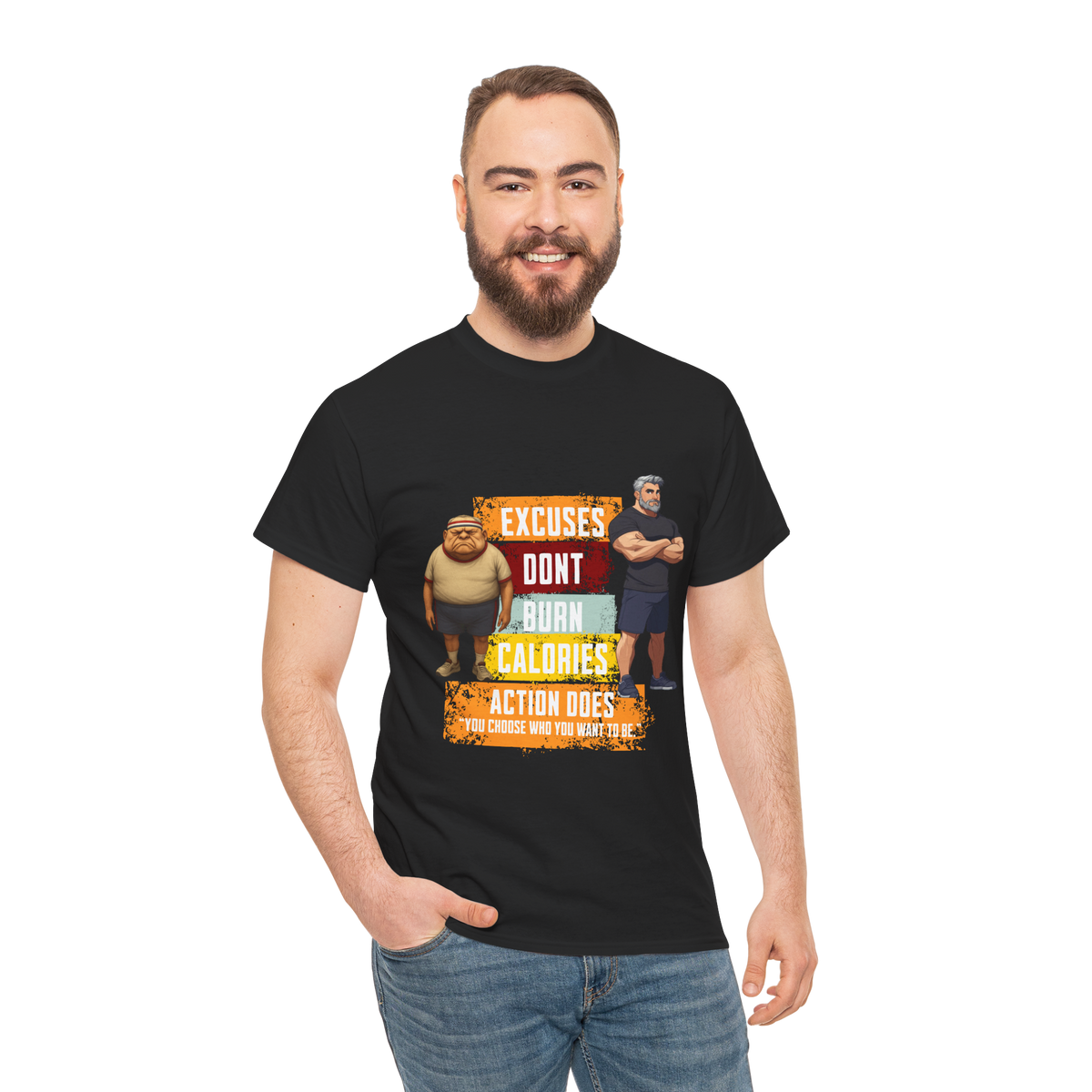Excuses Don’t Burn Calories T-Shirt – Funny Fitness Tee – Motivational Gym Shirt for Men – Workout Gift Idea