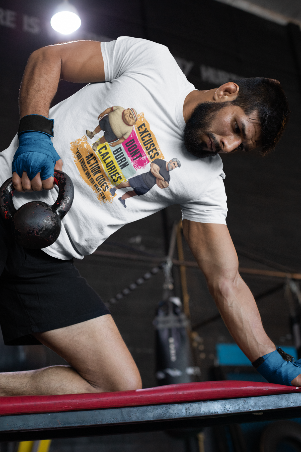 Excuses Don’t Burn Calories T-Shirt – Funny Fitness Tee – Motivational Gym Shirt for Men – Workout Gift Idea