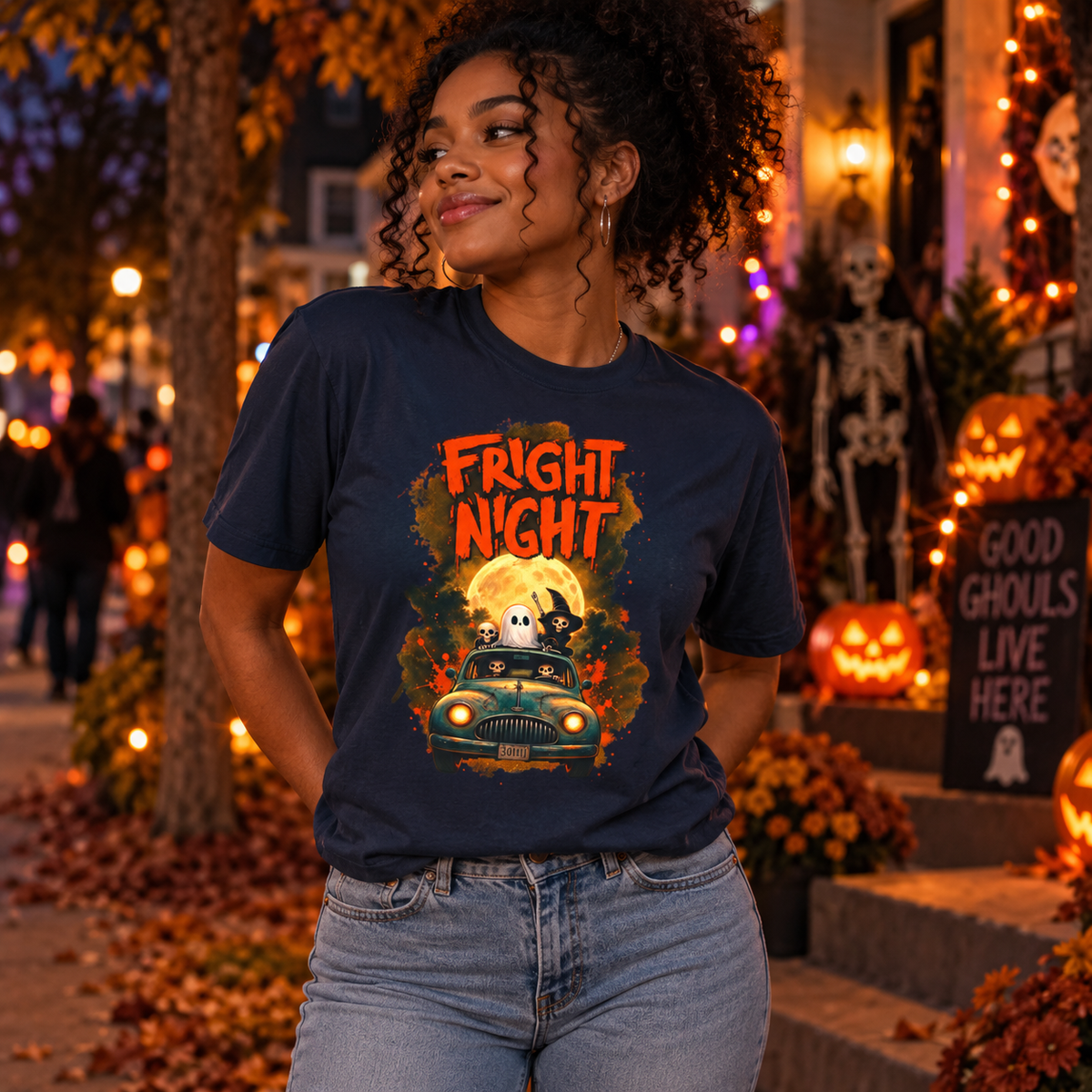 Fright Night Halloween Shirt | Spooky Ghost Tee | Retro Halloween T-Shirt | Halloween Gift
