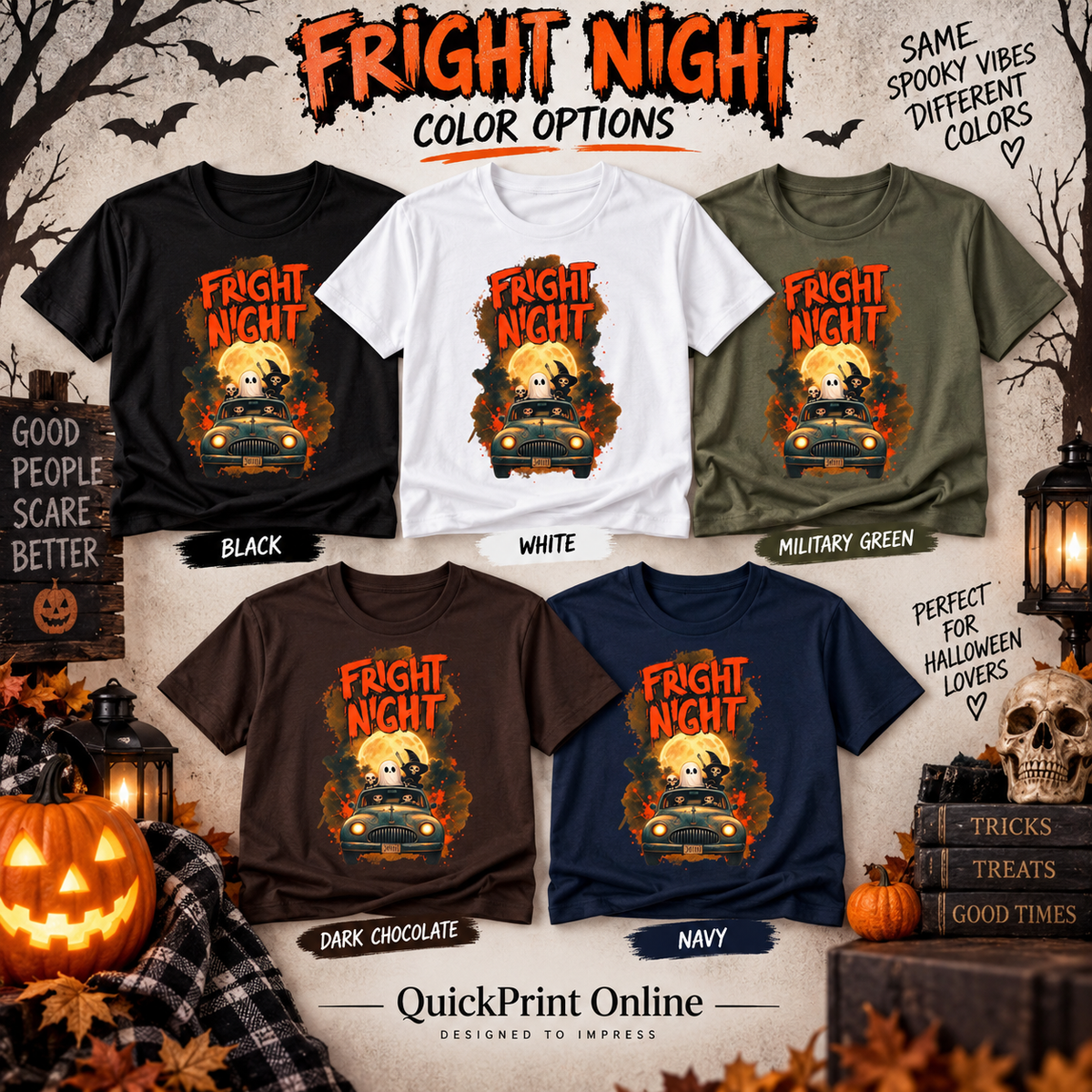 Fright Night Halloween Shirt | Spooky Ghost Tee | Retro Halloween T-Shirt | Halloween Gift