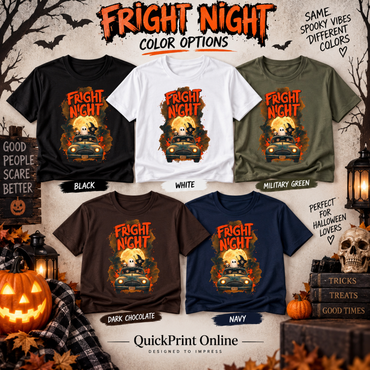 Fright Night Halloween Shirt | Spooky Ghost Tee | Retro Halloween T-Shirt | Halloween Gift