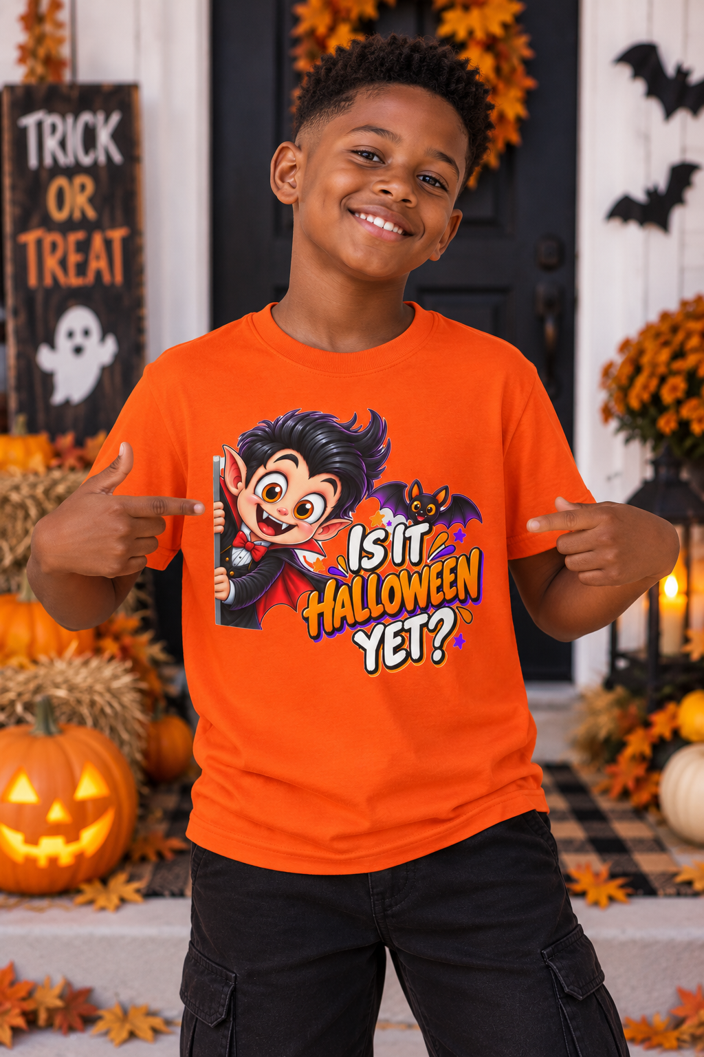 Is It Halloween Yet Kids Shirt | Cute Vampire Halloween Tee | Trick or Treat Shirt | Boys Halloween T-Shirt