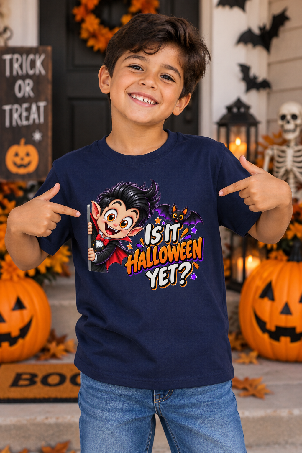Is It Halloween Yet Kids Shirt | Cute Vampire Halloween Tee | Trick or Treat Shirt | Boys Halloween T-Shirt