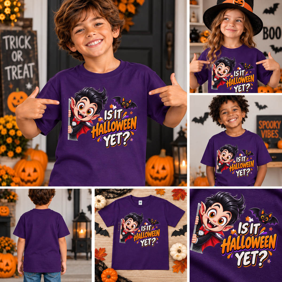 Is It Halloween Yet Kids Shirt | Cute Vampire Halloween Tee | Trick or Treat Shirt | Boys Halloween T-Shirt