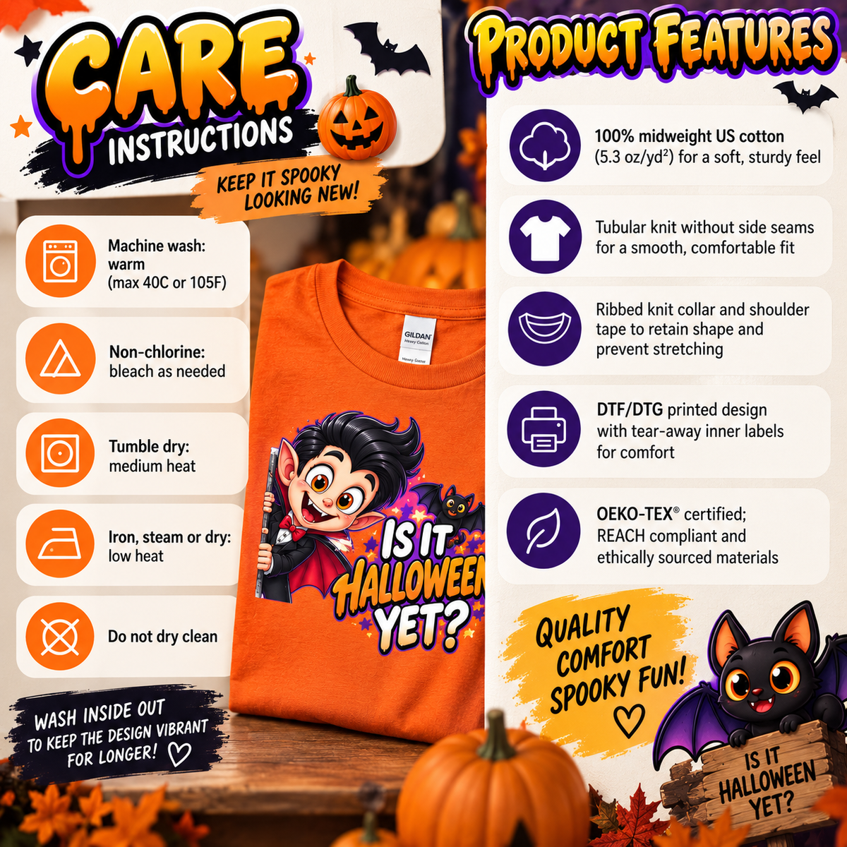 Is It Halloween Yet Kids Shirt | Cute Vampire Halloween Tee | Trick or Treat Shirt | Boys Halloween T-Shirt
