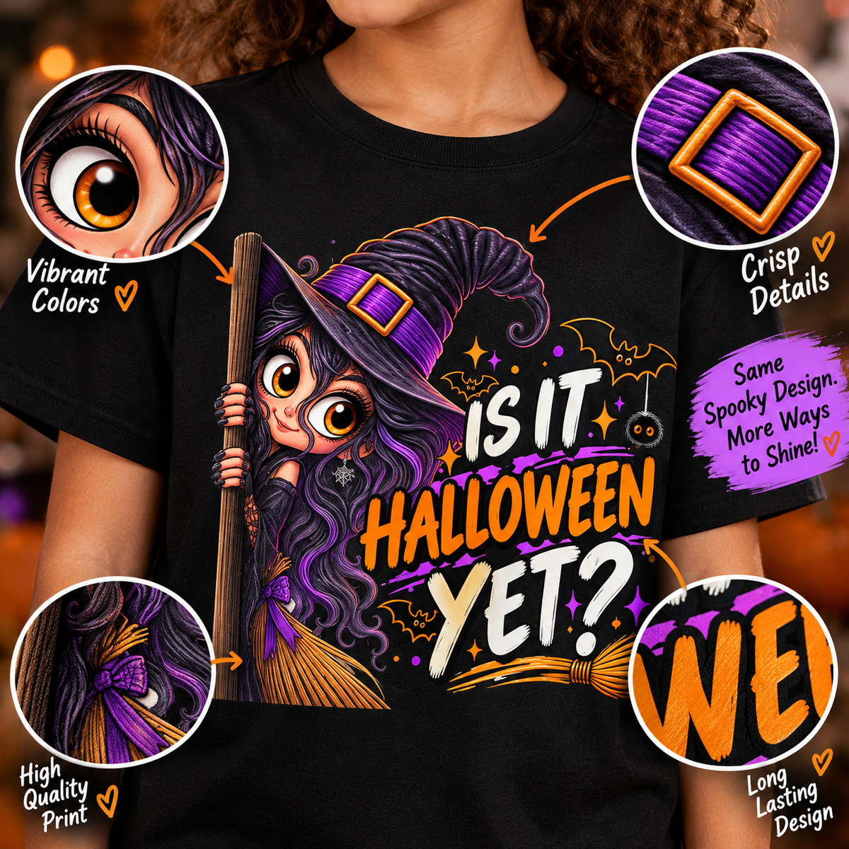 Kids Halloween Shirt | Is It Halloween Yet Witch Tee | Cute Halloween Shirt for Girls | Trick or Treat Kids Tee | Halloween Gift