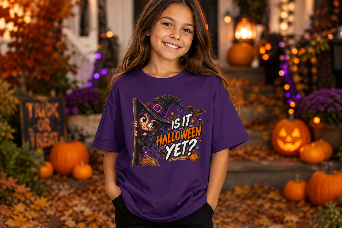 Kids Halloween Shirt | Is It Halloween Yet Witch Tee | Cute Halloween Shirt for Girls | Trick or Treat Kids Tee | Halloween Gift