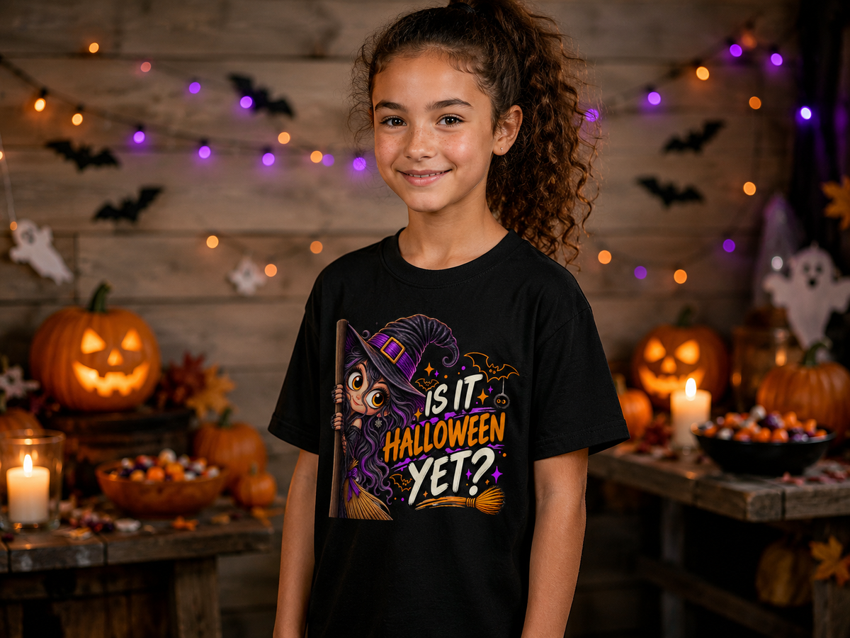 Kids Halloween Shirt | Is It Halloween Yet Witch Tee | Cute Halloween Shirt for Girls | Trick or Treat Kids Tee | Halloween Gift