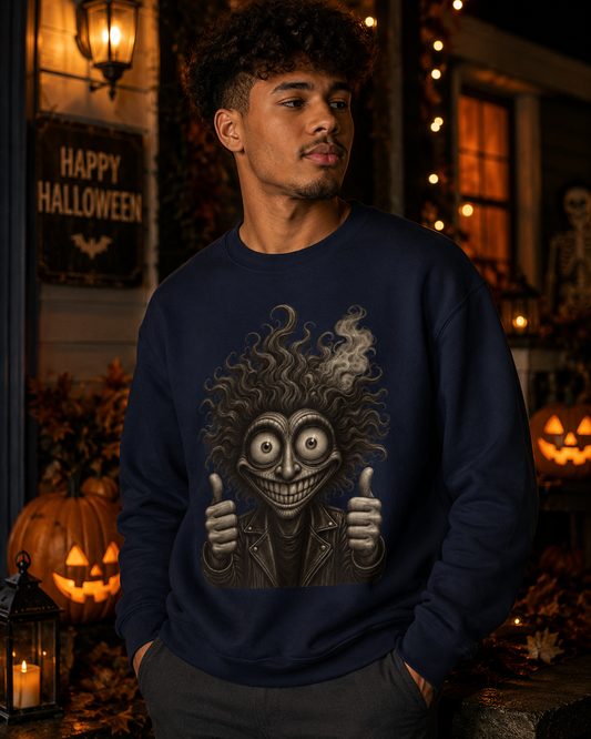 Grinning Monster Halloween Sweatshirt – Creepy Funny Crewneck