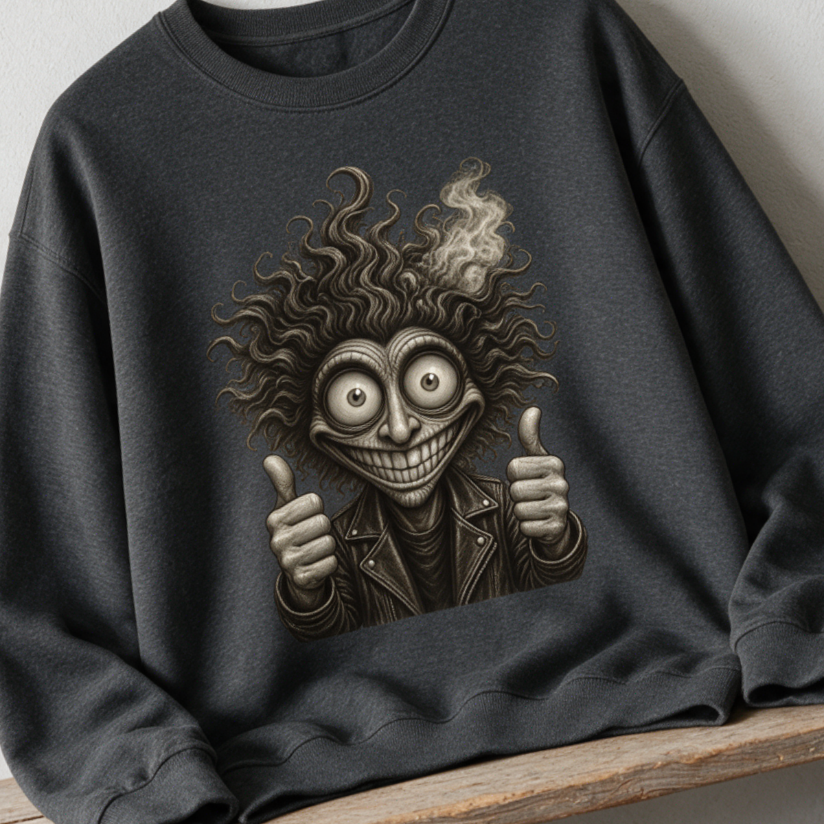 Grinning Monster Halloween Sweatshirt – Creepy Funny Crewneck